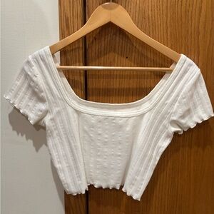 White Ribbed Women's Top
